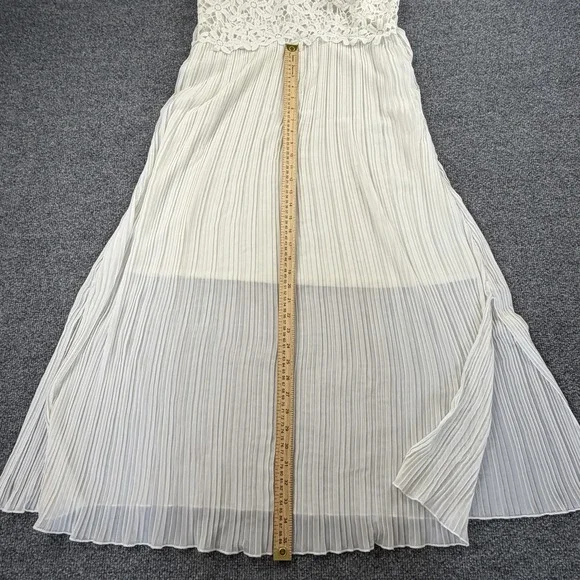 French Connection White Lace Bodice Pleated Maxi Dress Spaghetti Straps US 10 - Picture 2 of 6